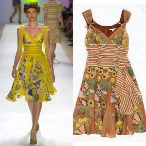 Vintage Y2K Nanette Lepore Silk Butterfly Floral Dress Size 8 Fairy Boho